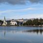 A photo of Reykjavik taken from Tjörnin lake.